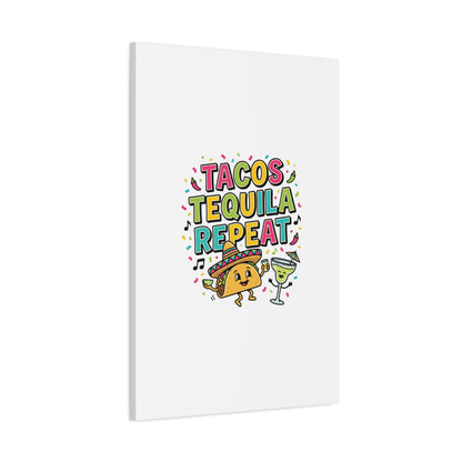 Tacos Tequila Repeat Canvas | Cinco de Mayo party wall art