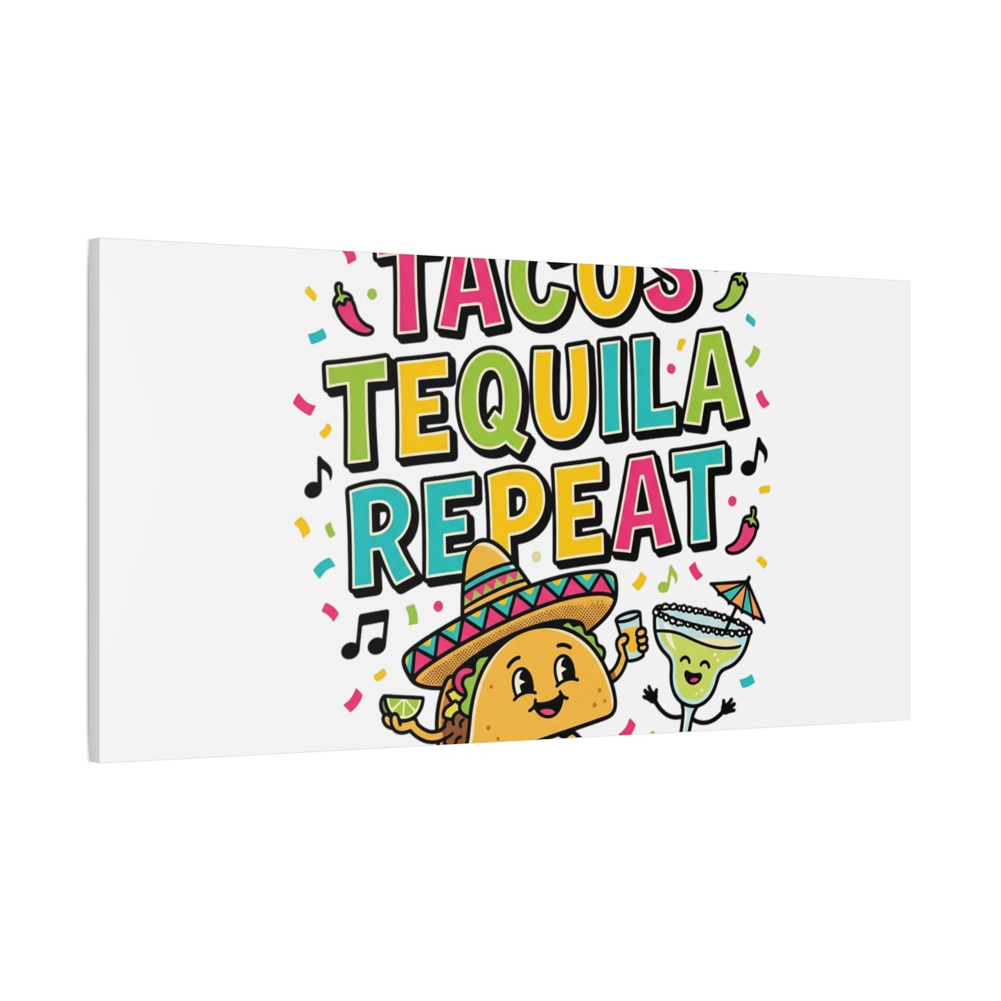 Tacos Tequila Repeat Canvas | Cinco de Mayo party wall art