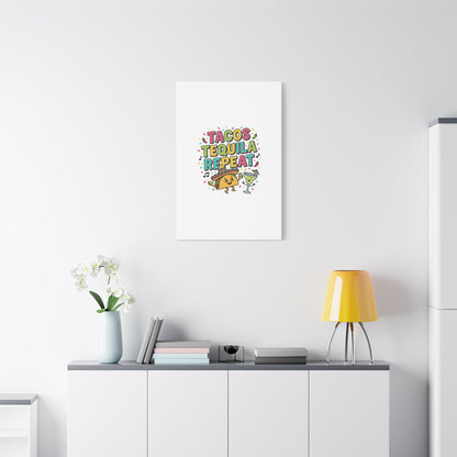 Tacos Tequila Repeat Canvas | Cinco de Mayo party wall art