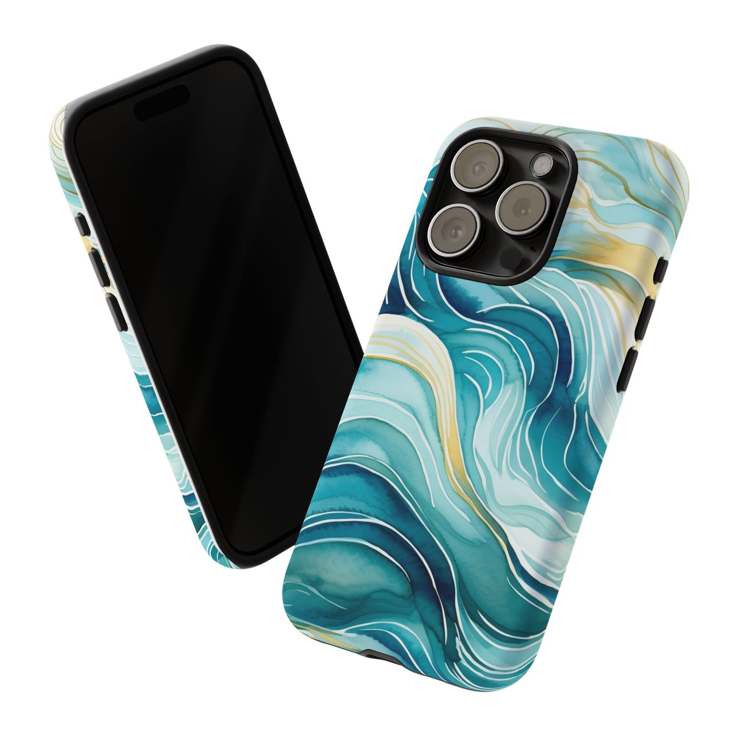 Tough Cases: Teal Ocean Wave Protective Phone Case