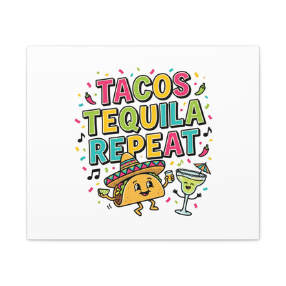 Tacos Tequila Repeat Canvas | Cinco de Mayo party wall art