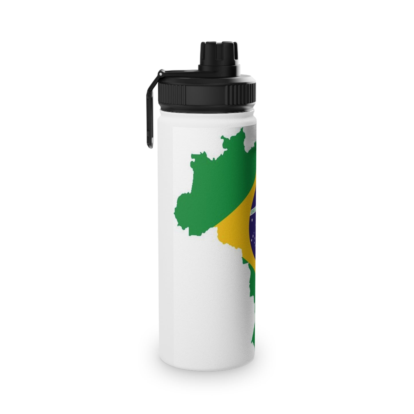 Brazil Flag Map Stainless Steel Water Bottle — Sports Lid