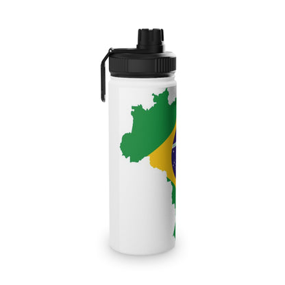 Brazil Flag Map Stainless Steel Water Bottle — Sports Lid