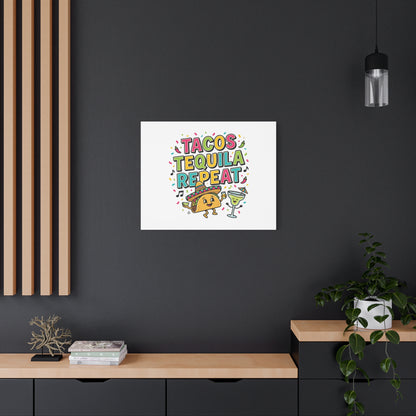 Tacos Tequila Repeat Canvas | Cinco de Mayo party wall art