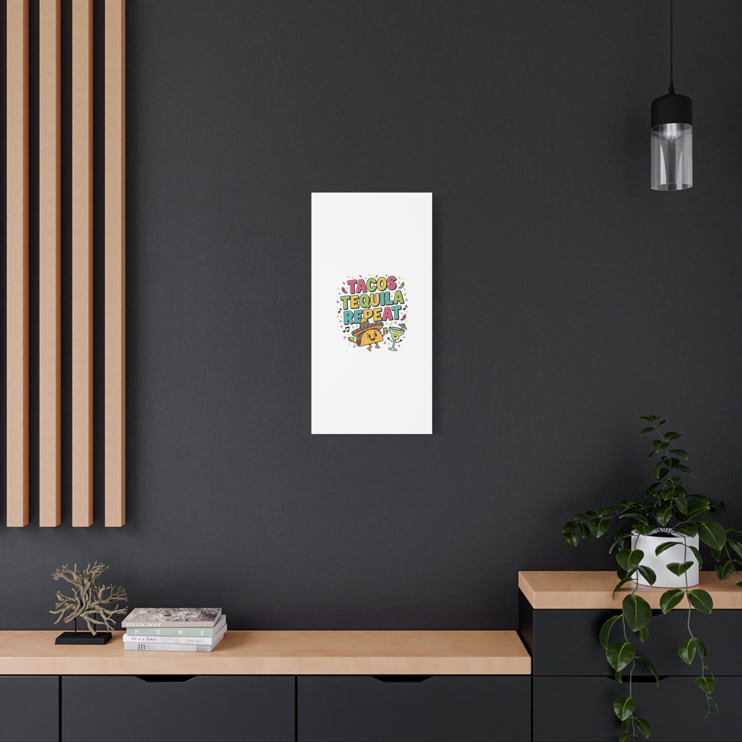 Tacos Tequila Repeat Canvas | Cinco de Mayo party wall art