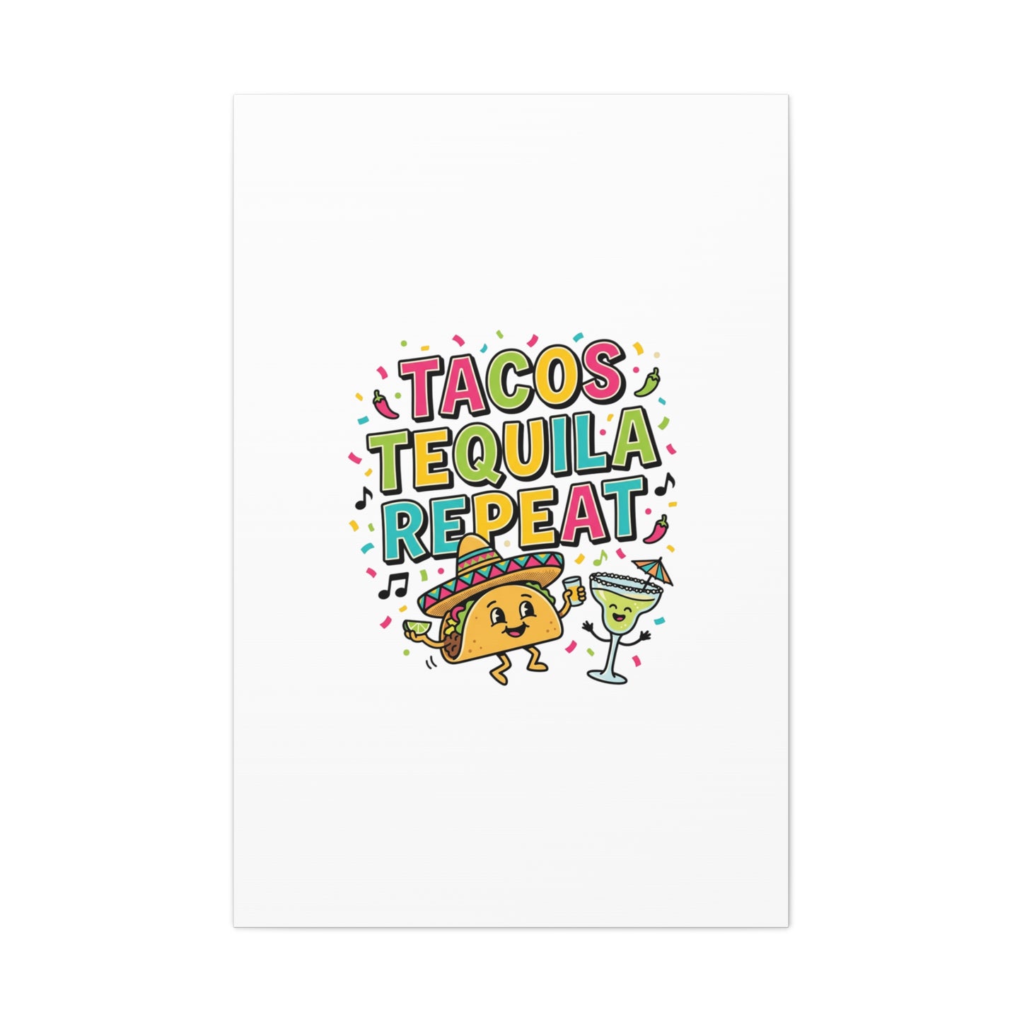 Tacos Tequila Repeat Canvas | Cinco de Mayo party wall art