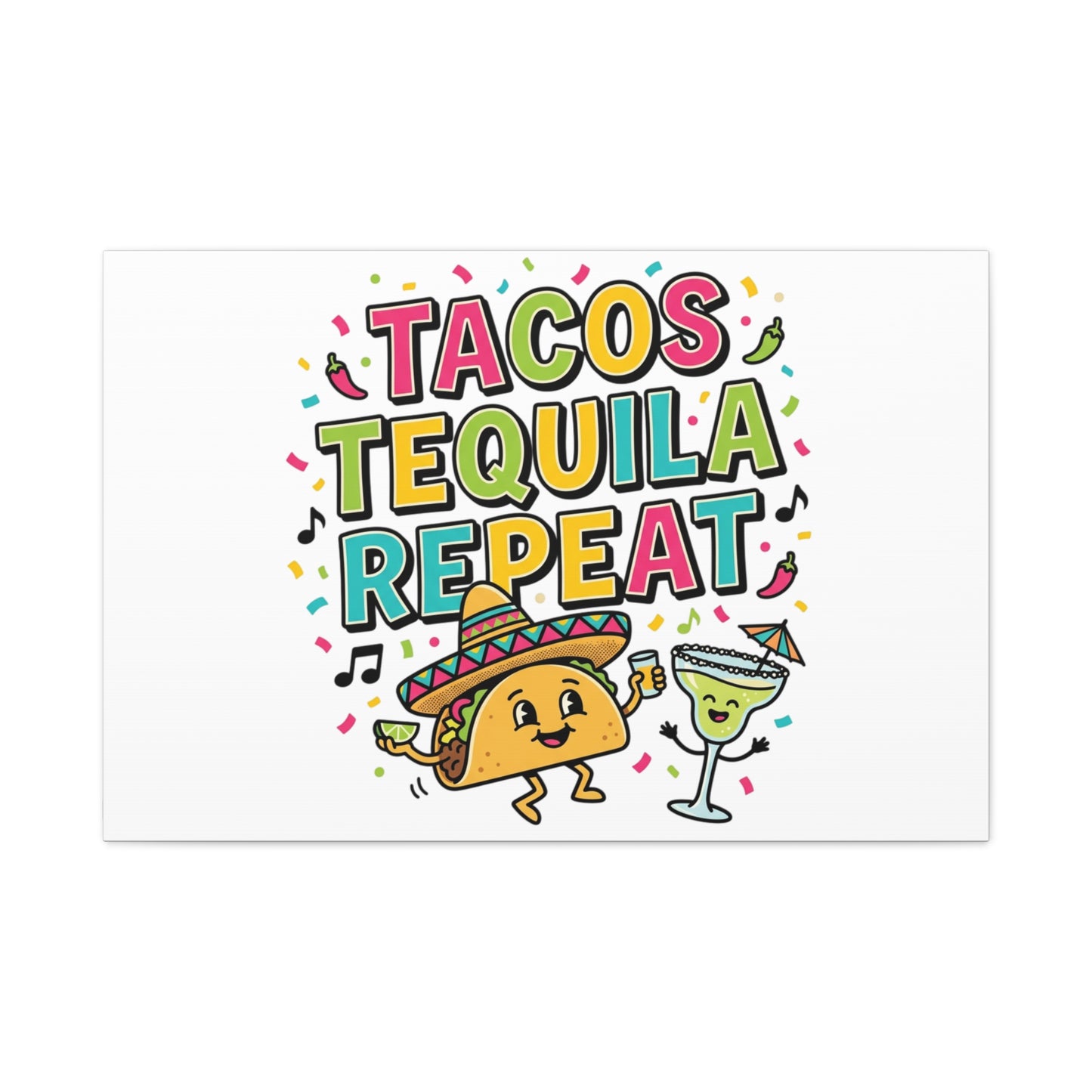 Tacos Tequila Repeat Canvas | Cinco de Mayo party wall art