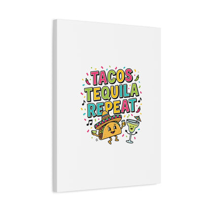 Tacos Tequila Repeat Canvas | Cinco de Mayo party wall art