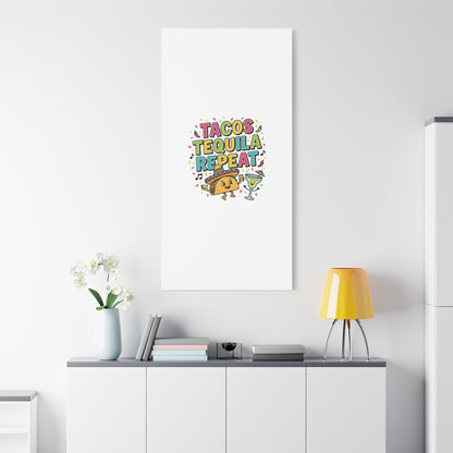 Tacos Tequila Repeat Canvas | Cinco de Mayo party wall art