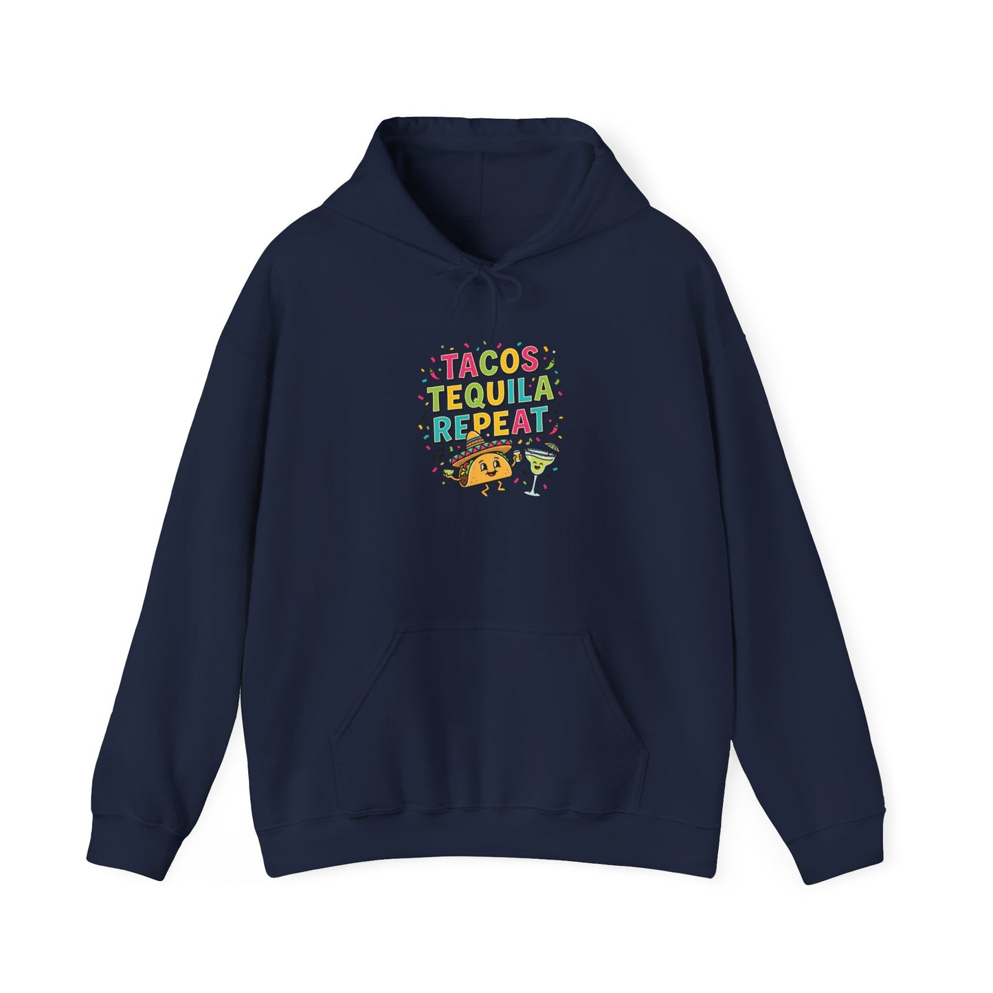 Tacos Tequila Repeat Hoodie | Cinco de Mayo taco shirt, margarita party sweatshirt