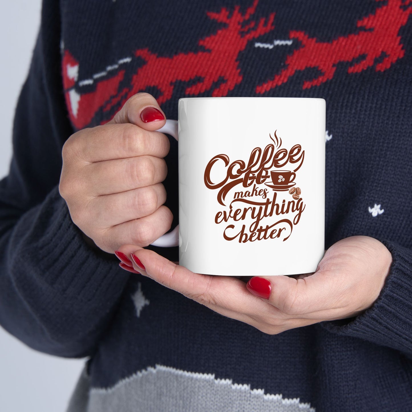 Coffee Everything Mug – Retro Brown Script Ceramic Coffee Cup (11oz & 15oz)