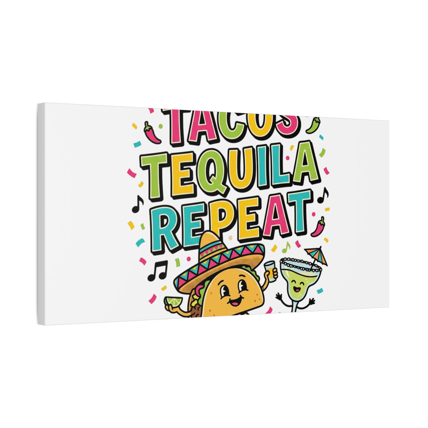 Tacos Tequila Repeat Canvas | Cinco de Mayo party wall art