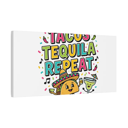 Tacos Tequila Repeat Canvas | Cinco de Mayo party wall art