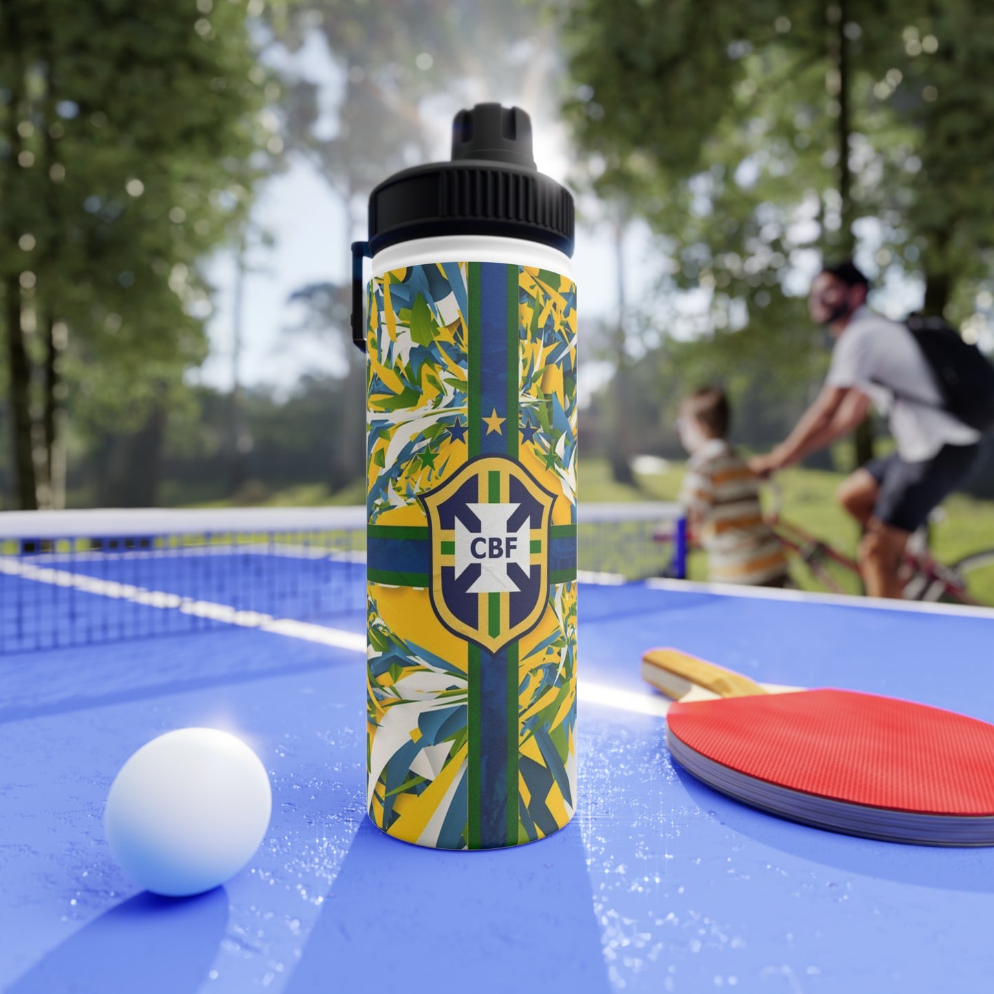 Brazil Flag Sports Water Bottle — CBF Crest Stainless Steel Bottle