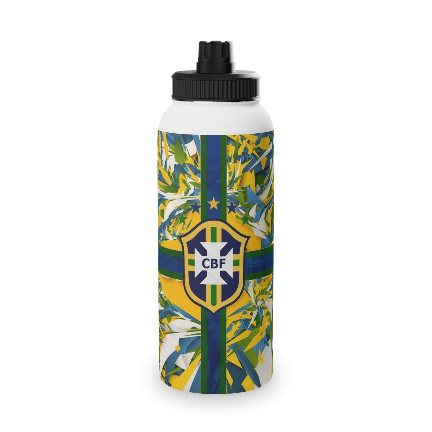 Brazil Flag Sports Water Bottle — CBF Crest Stainless Steel Bottle