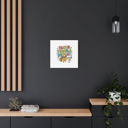 Tacos Tequila Repeat Canvas | Cinco de Mayo party wall art