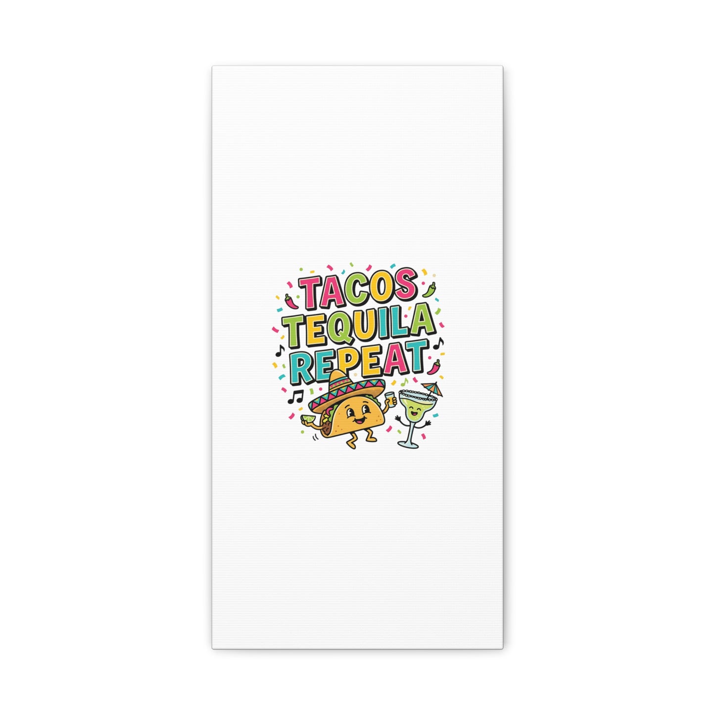 Tacos Tequila Repeat Canvas | Cinco de Mayo party wall art