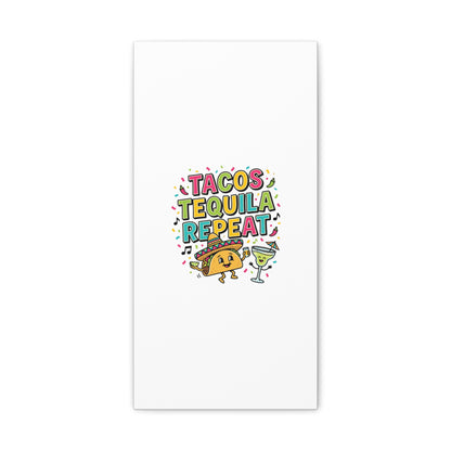 Tacos Tequila Repeat Canvas | Cinco de Mayo party wall art
