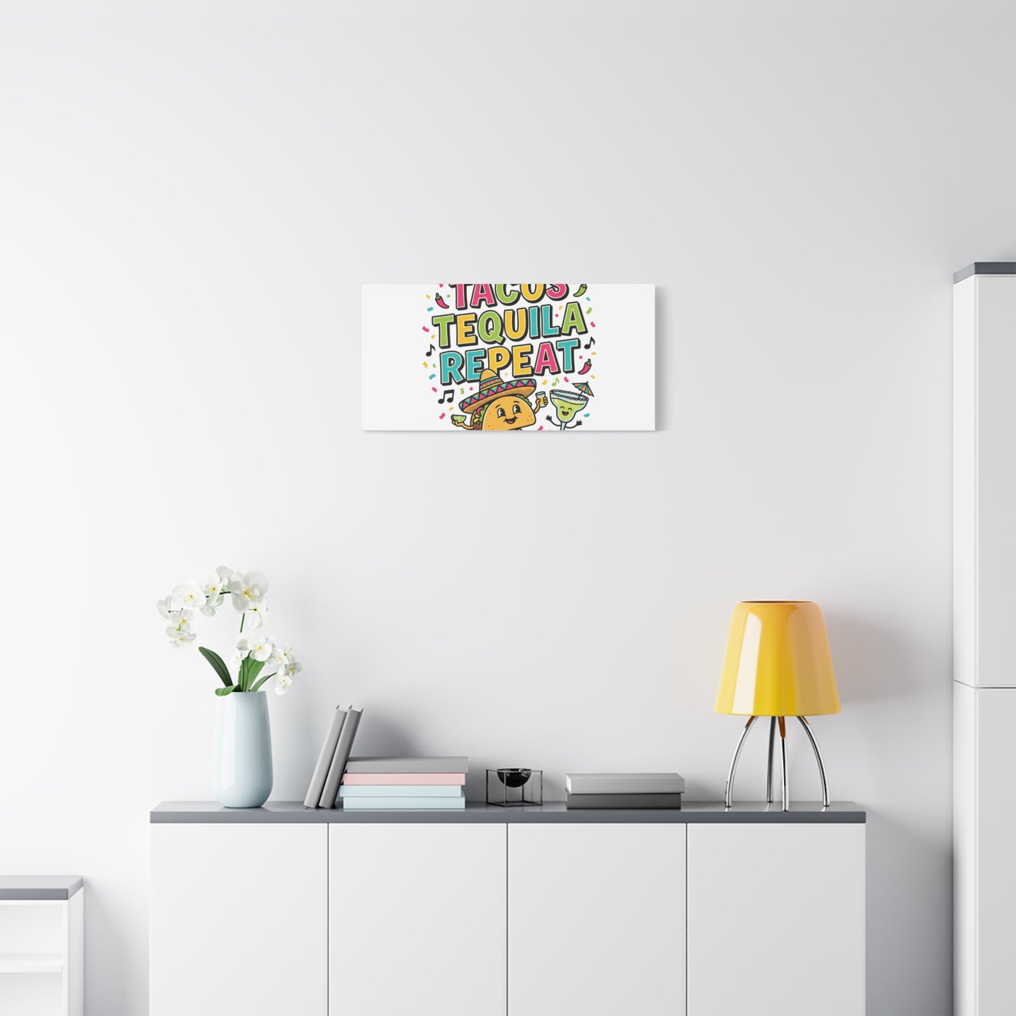 Tacos Tequila Repeat Canvas | Cinco de Mayo party wall art