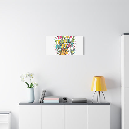 Tacos Tequila Repeat Canvas | Cinco de Mayo party wall art