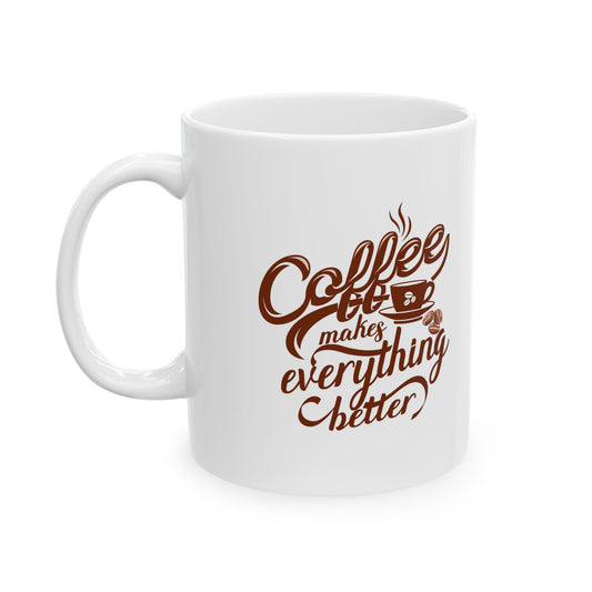 Coffee Everything Mug – Retro Brown Script Ceramic Coffee Cup (11oz & 15oz)