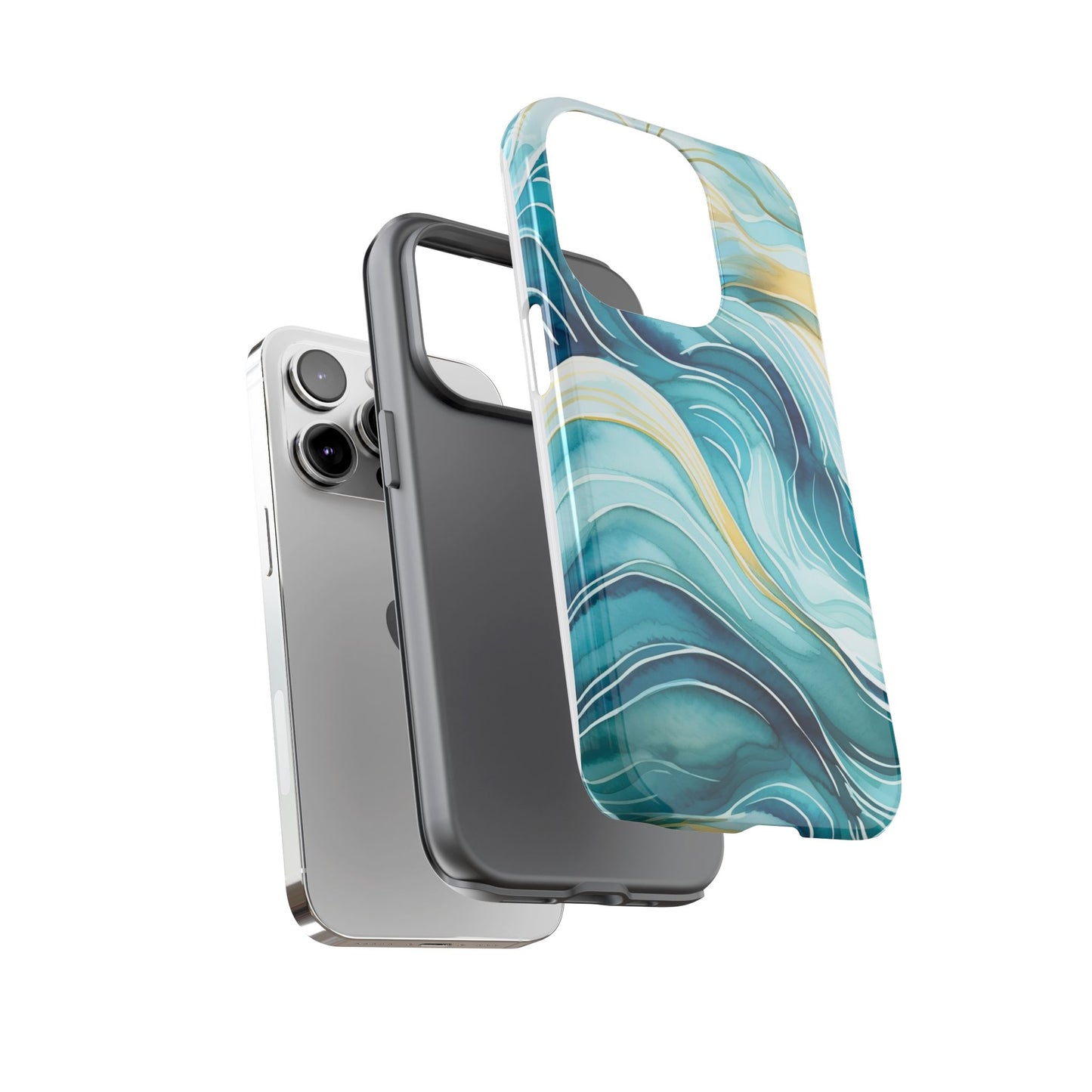 Tough Cases: Teal Ocean Wave Protective Phone Case