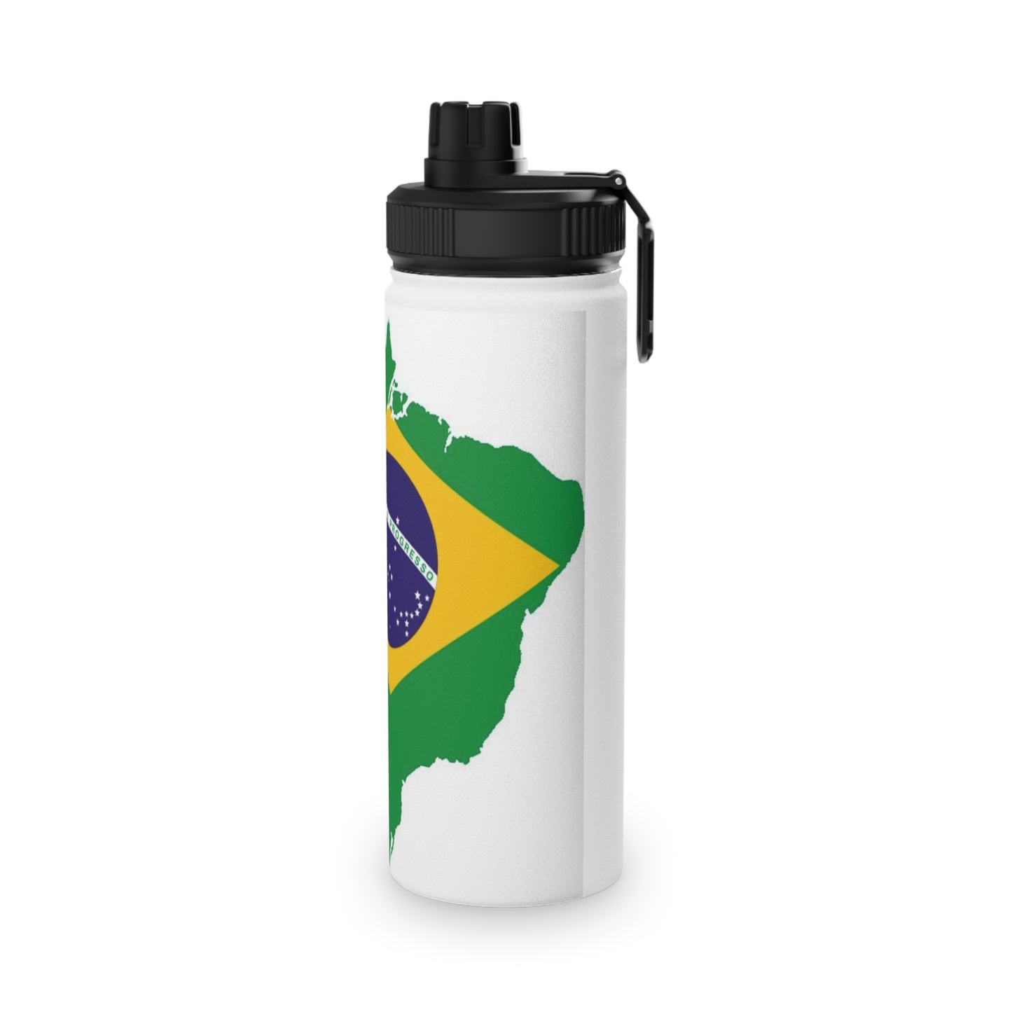 Brazil Flag Map Stainless Steel Water Bottle — Sports Lid