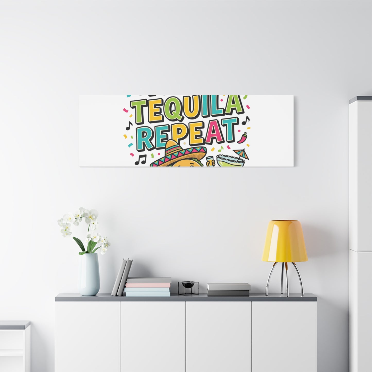 Tacos Tequila Repeat Canvas | Cinco de Mayo party wall art