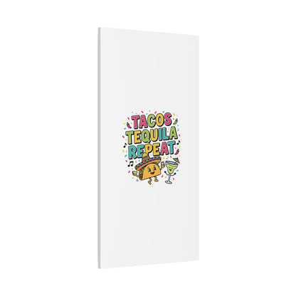 Tacos Tequila Repeat Canvas | Cinco de Mayo party wall art
