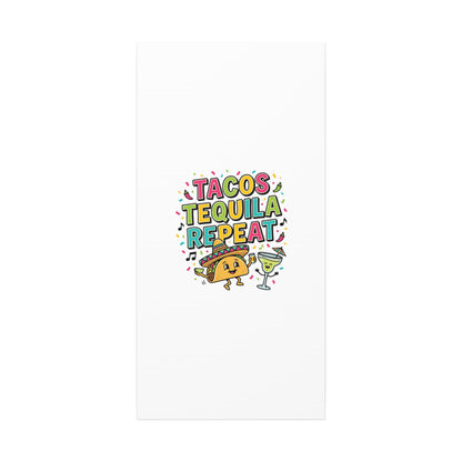 Tacos Tequila Repeat Canvas | Cinco de Mayo party wall art