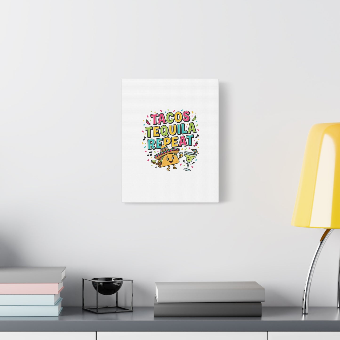 Tacos Tequila Repeat Canvas | Cinco de Mayo party wall art