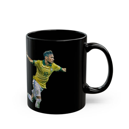 Brazil Soccer Player Black Mug – Football Fan Coffee Cup (11oz/15oz)