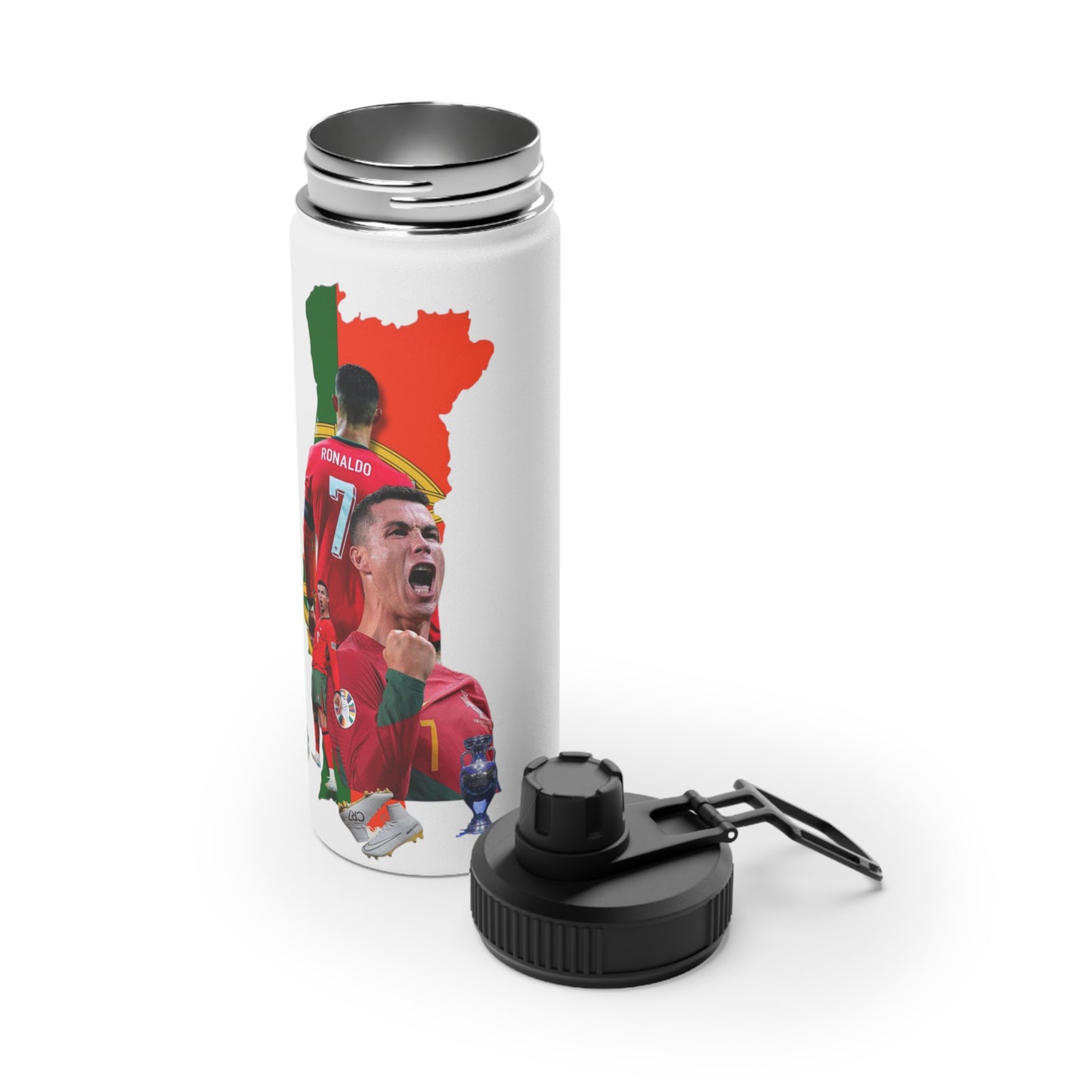 Portugal Soccer Stainless Steel Water Bottle — Cristiano Ronaldo Tribute Sports Bottle