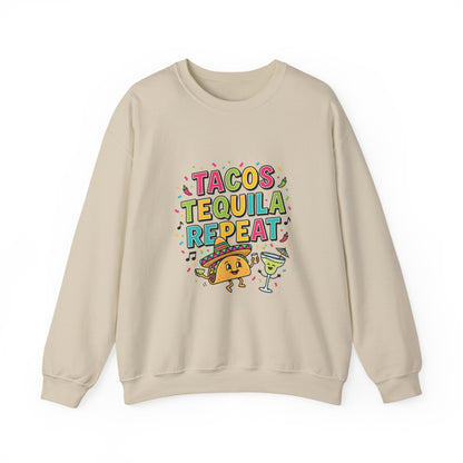 Tacos Tequila Repeat Sweatshirt | Cinco de Mayo, fiesta shirt