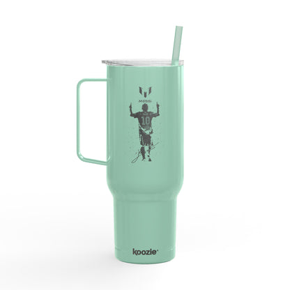 40oz Engraved Sports Tumbler — Soccer Player Silhouette Stainless Travel Mug with Lid & Straw
