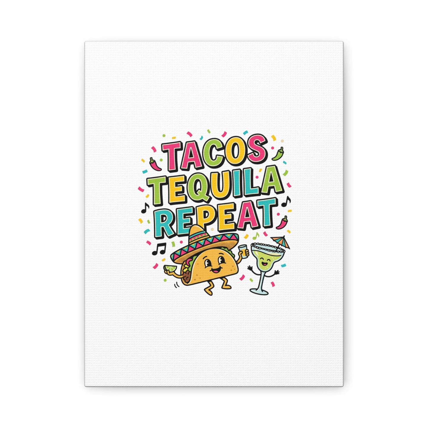 Tacos Tequila Repeat Canvas | Cinco de Mayo party wall art