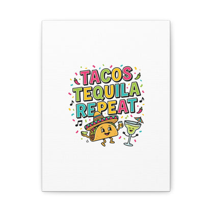 Tacos Tequila Repeat Canvas | Cinco de Mayo party wall art