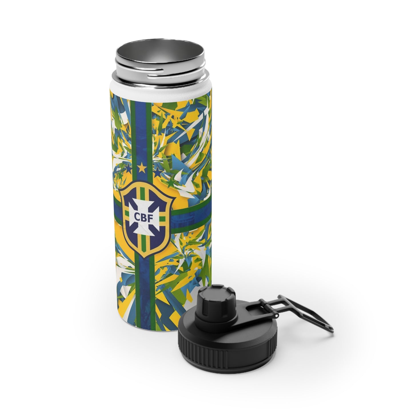 Brazil Flag Sports Water Bottle — CBF Crest Stainless Steel Bottle