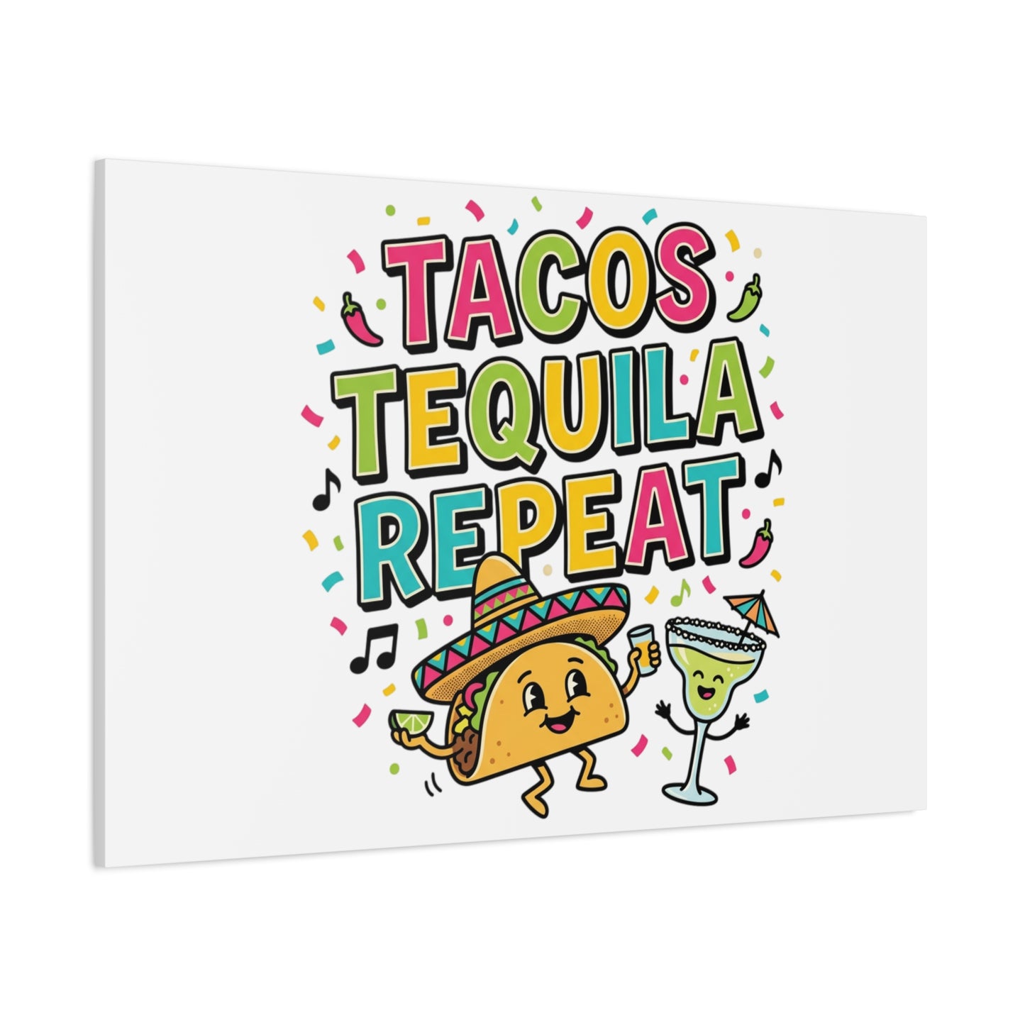Tacos Tequila Repeat Canvas | Cinco de Mayo party wall art