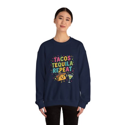 Tacos Tequila Repeat Sweatshirt | Cinco de Mayo, fiesta shirt