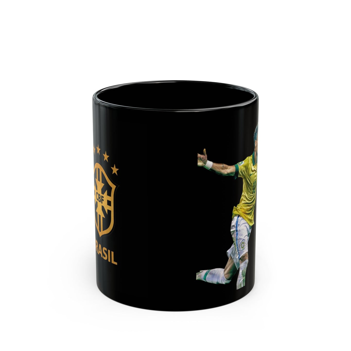Brazil Soccer Player Black Mug – Football Fan Coffee Cup (11oz/15oz)