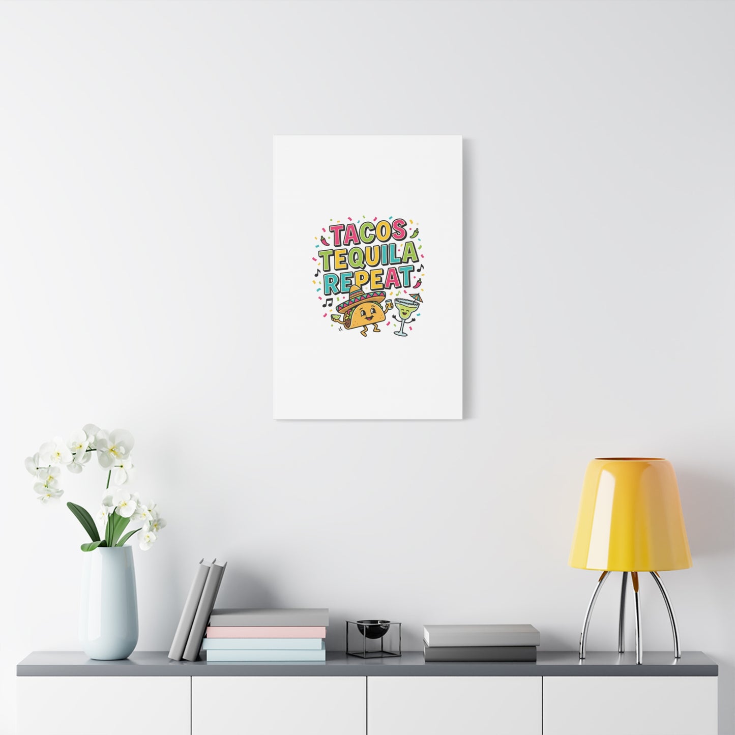 Tacos Tequila Repeat Canvas | Cinco de Mayo party wall art