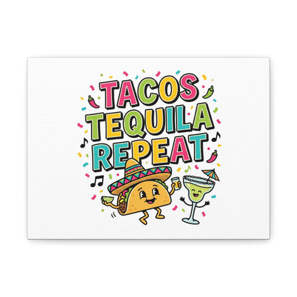 Tacos Tequila Repeat Canvas | Cinco de Mayo party wall art