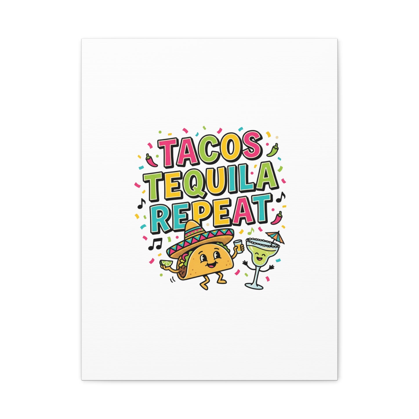 Tacos Tequila Repeat Canvas | Cinco de Mayo party wall art