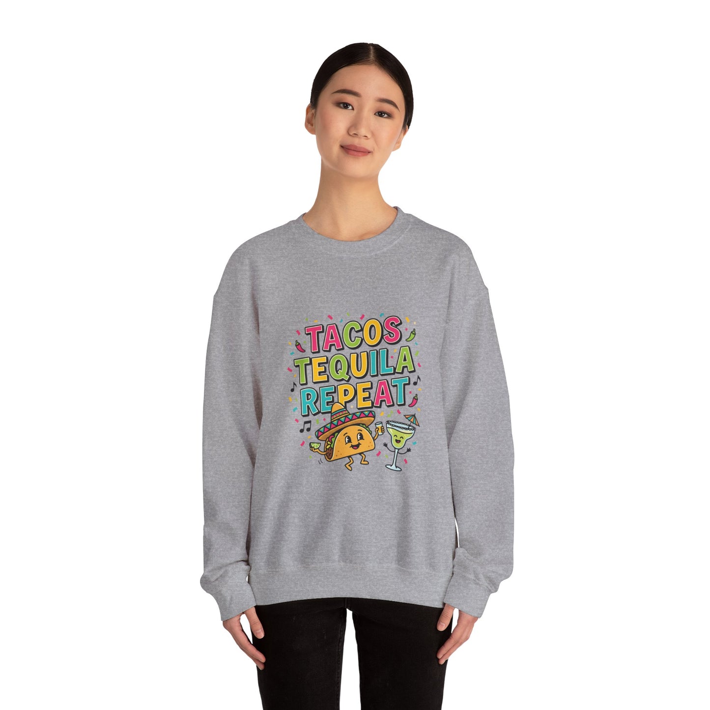 Tacos Tequila Repeat Sweatshirt | Cinco de Mayo, fiesta shirt