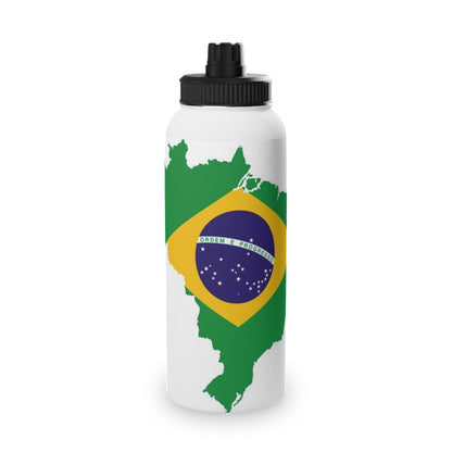 Brazil Flag Map Stainless Steel Water Bottle — Sports Lid
