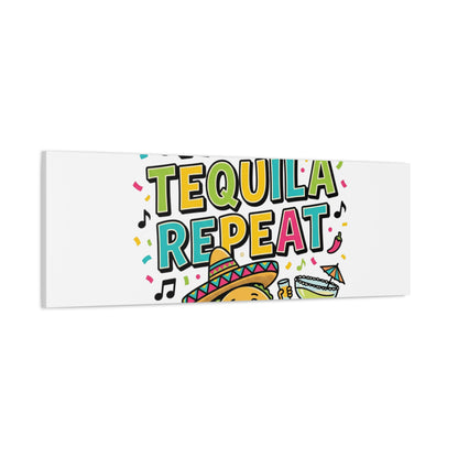 Tacos Tequila Repeat Canvas | Cinco de Mayo party wall art