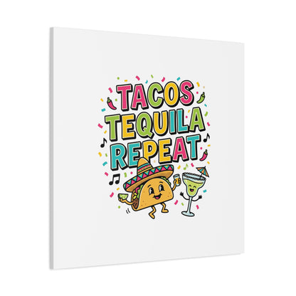 Tacos Tequila Repeat Canvas | Cinco de Mayo party wall art