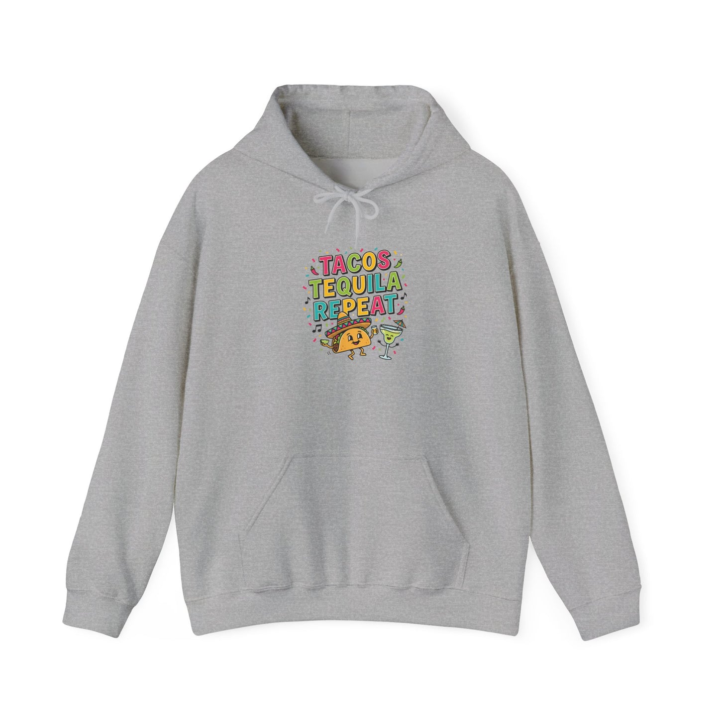 Tacos Tequila Repeat Hoodie | Cinco de Mayo taco shirt, margarita party sweatshirt
