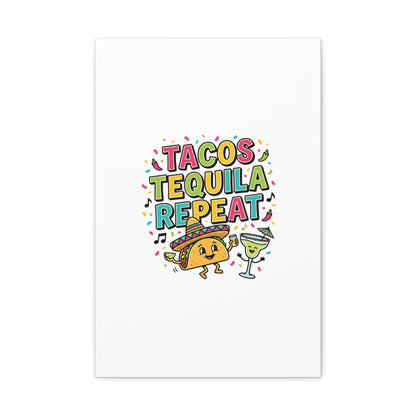 Tacos Tequila Repeat Canvas | Cinco de Mayo party wall art
